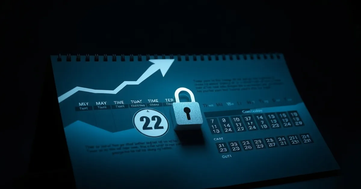 A dark cinematic scene showing a calendar transitioning to a full year view with a padlock motif, symbolizing locking in an annual rate
